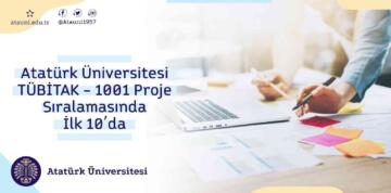 Atatürk Üniversitesi TÜBİTAK – 1001 Proje sıralamasında ilk 10’da
